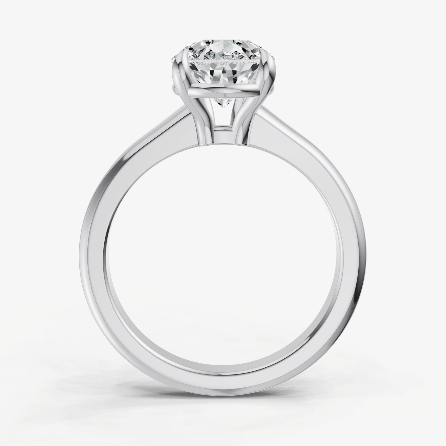 Pear Solitaire Engagement Ring with Reverse Tapered Band