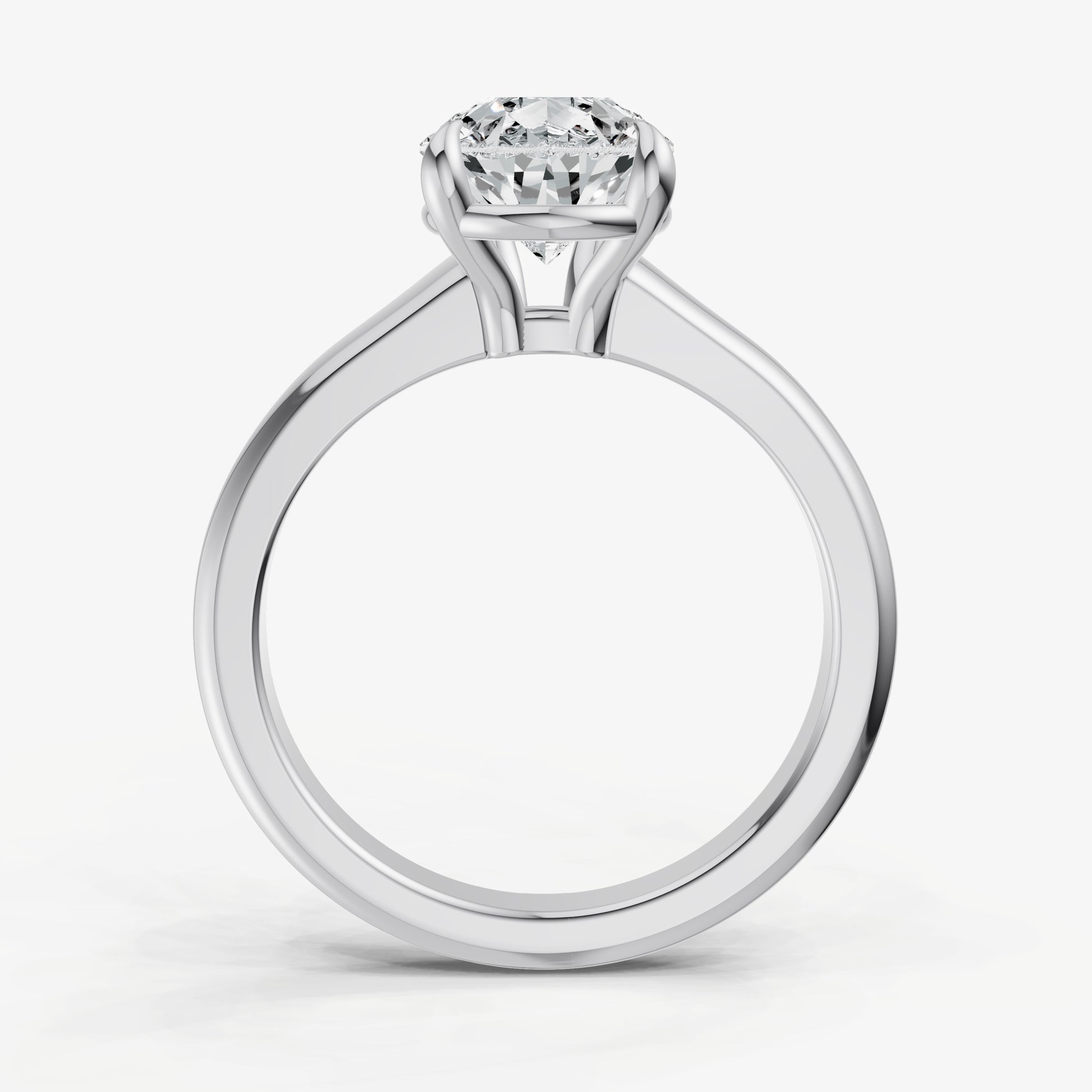 Pear Solitaire Engagement Ring with Reverse Tapered Band