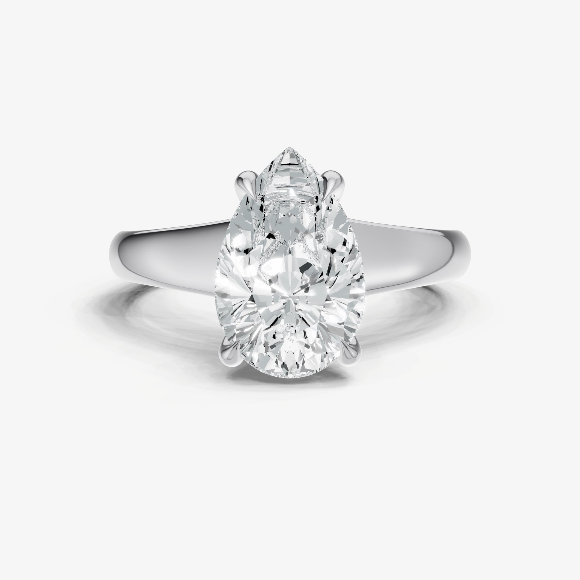 Pear Solitaire Engagement Ring with Reverse Tapered Band