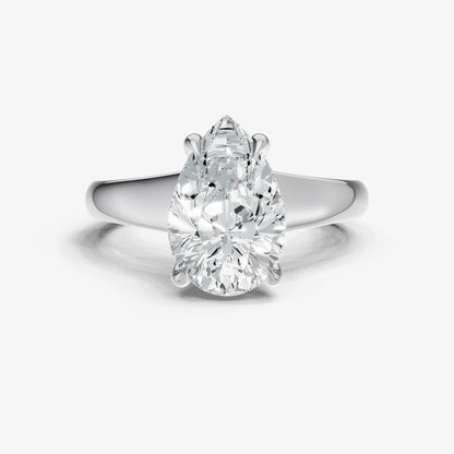 Pear Solitaire Engagement Ring with Reverse Tapered Band