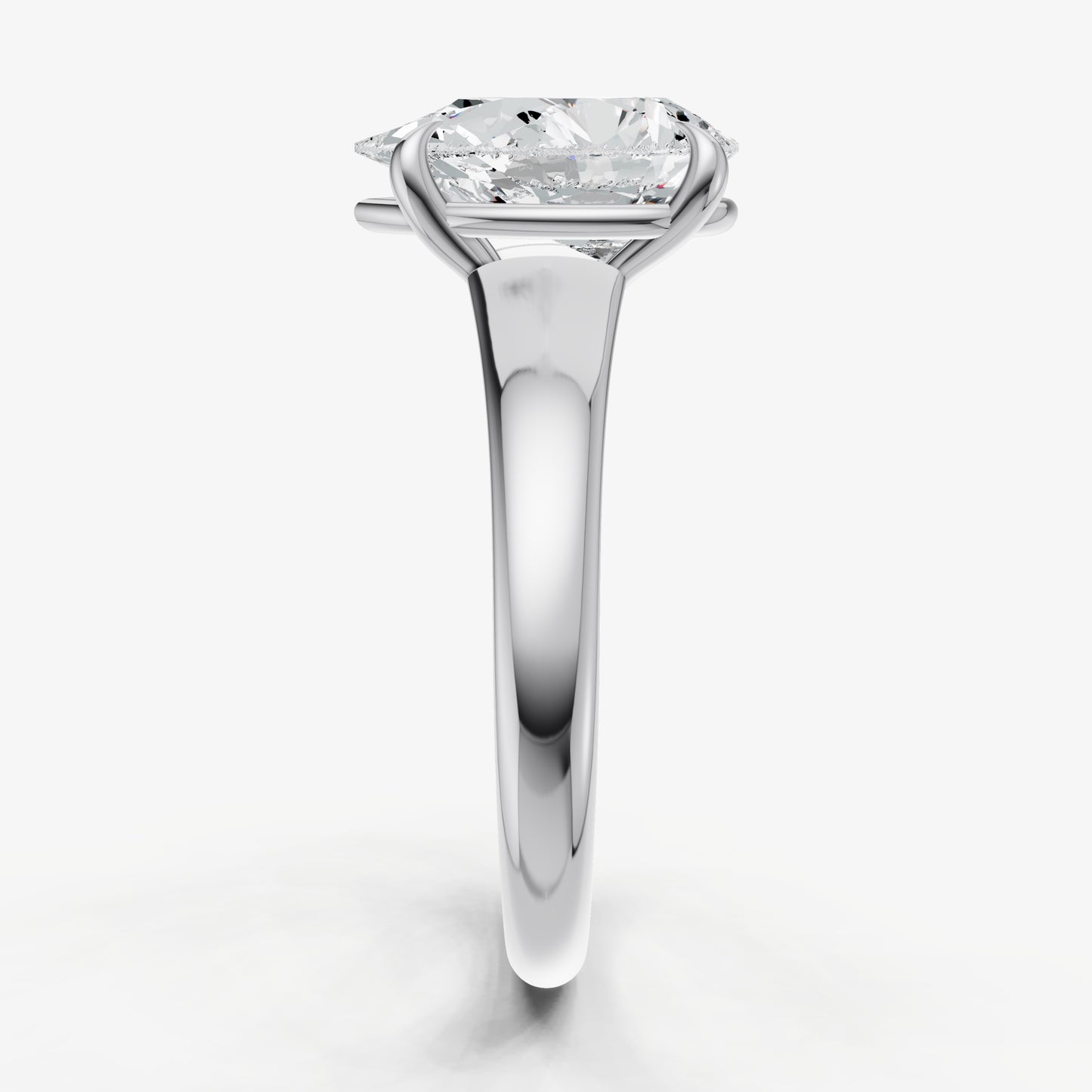 Pear Solitaire Engagement Ring with Reverse Tapered Band