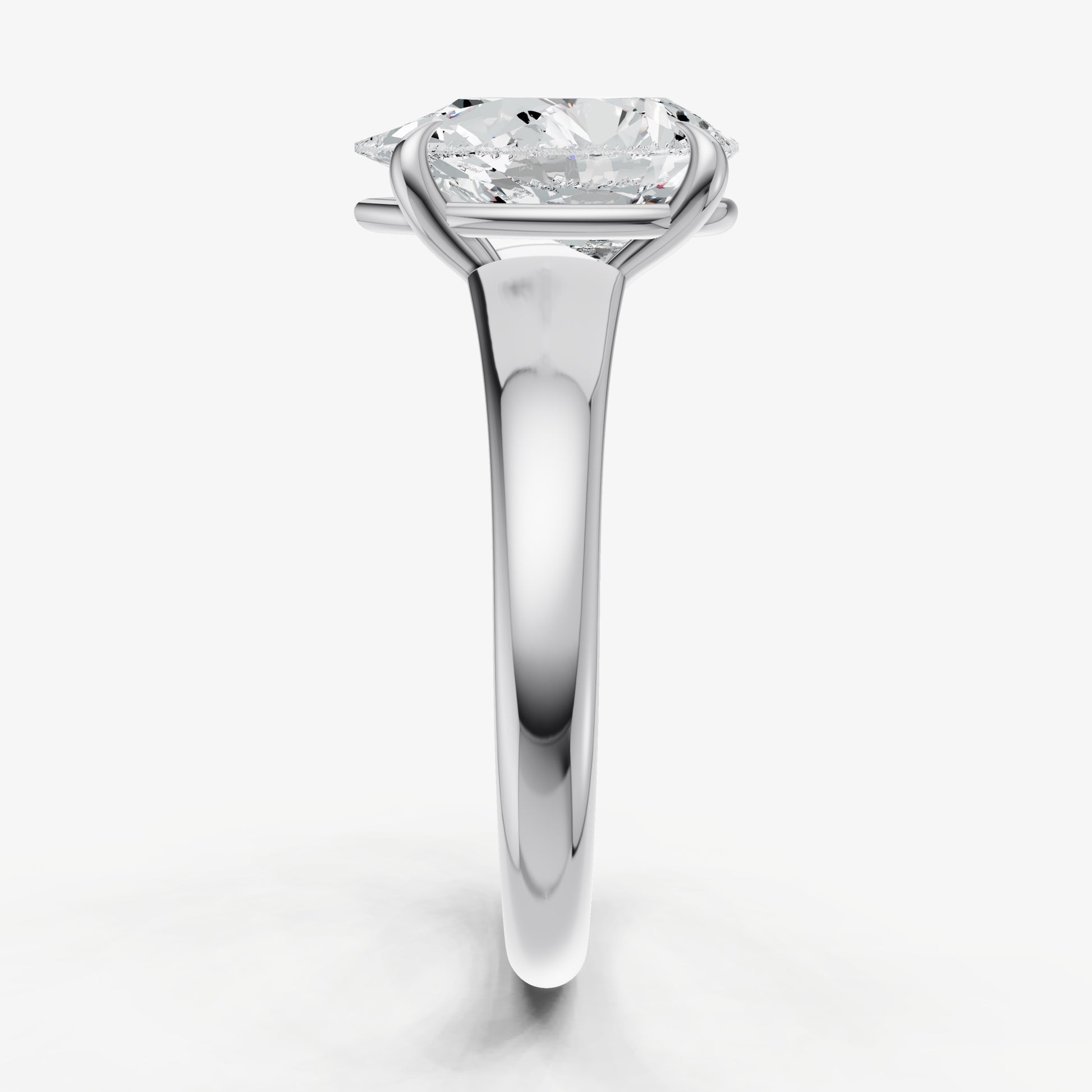 Pear Solitaire Engagement Ring with Reverse Tapered Band