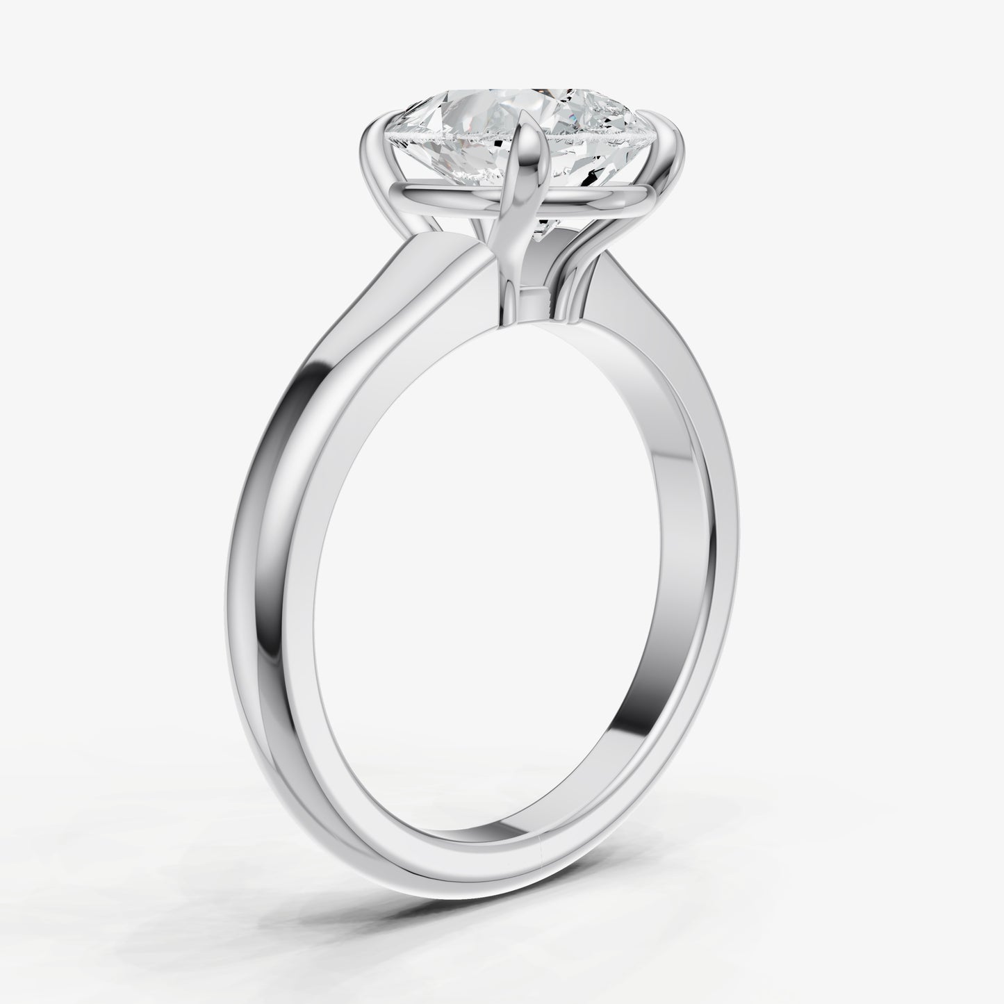 Pear Solitaire Engagement Ring with Reverse Tapered Band