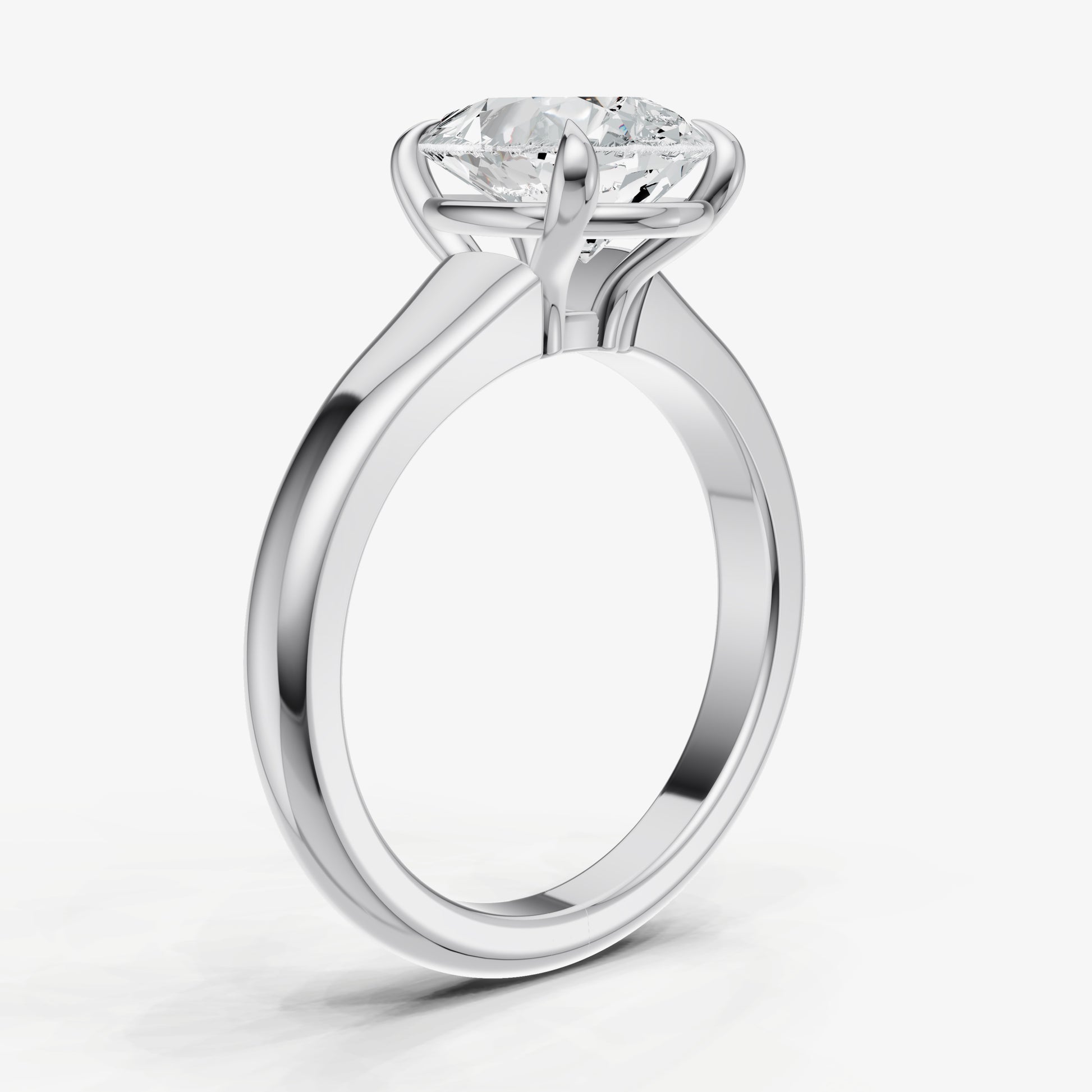 Pear Solitaire Engagement Ring with Reverse Tapered Band