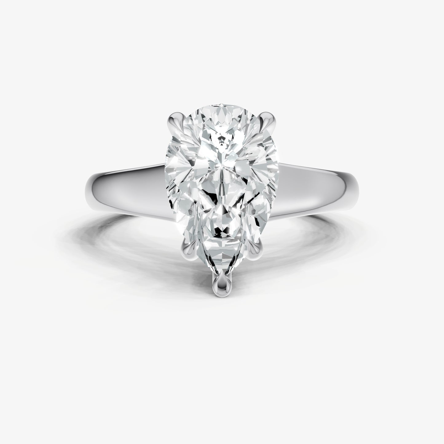 Pear Solitaire Engagement Ring with Reverse Tapered Band