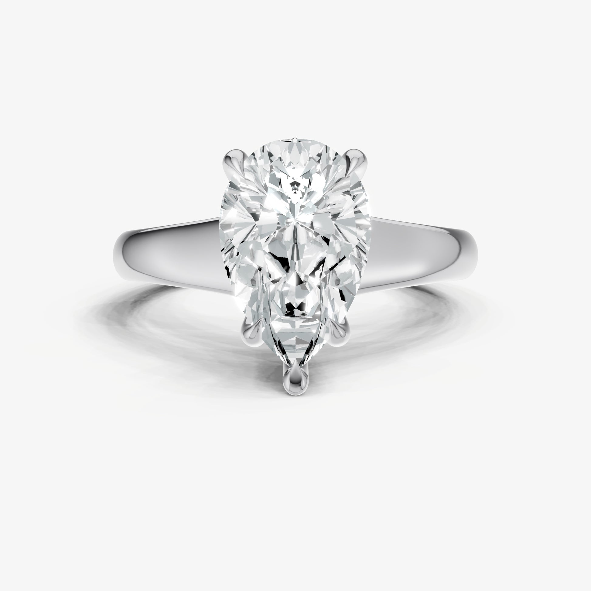Pear Solitaire Engagement Ring with Reverse Tapered Band