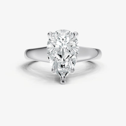 Pear Solitaire Engagement Ring with Reverse Tapered Band