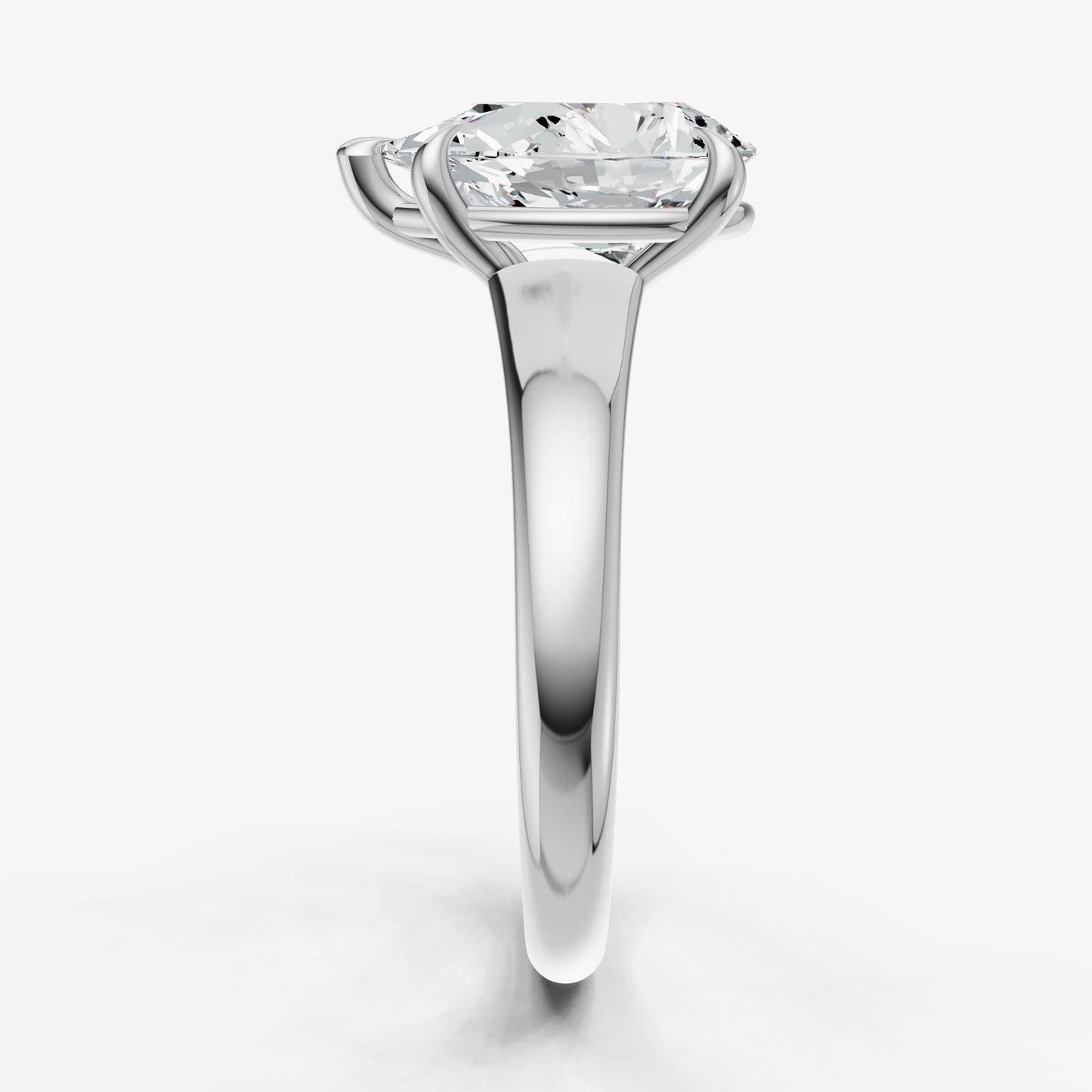 Pear Solitaire Engagement Ring with Reverse Tapered Band