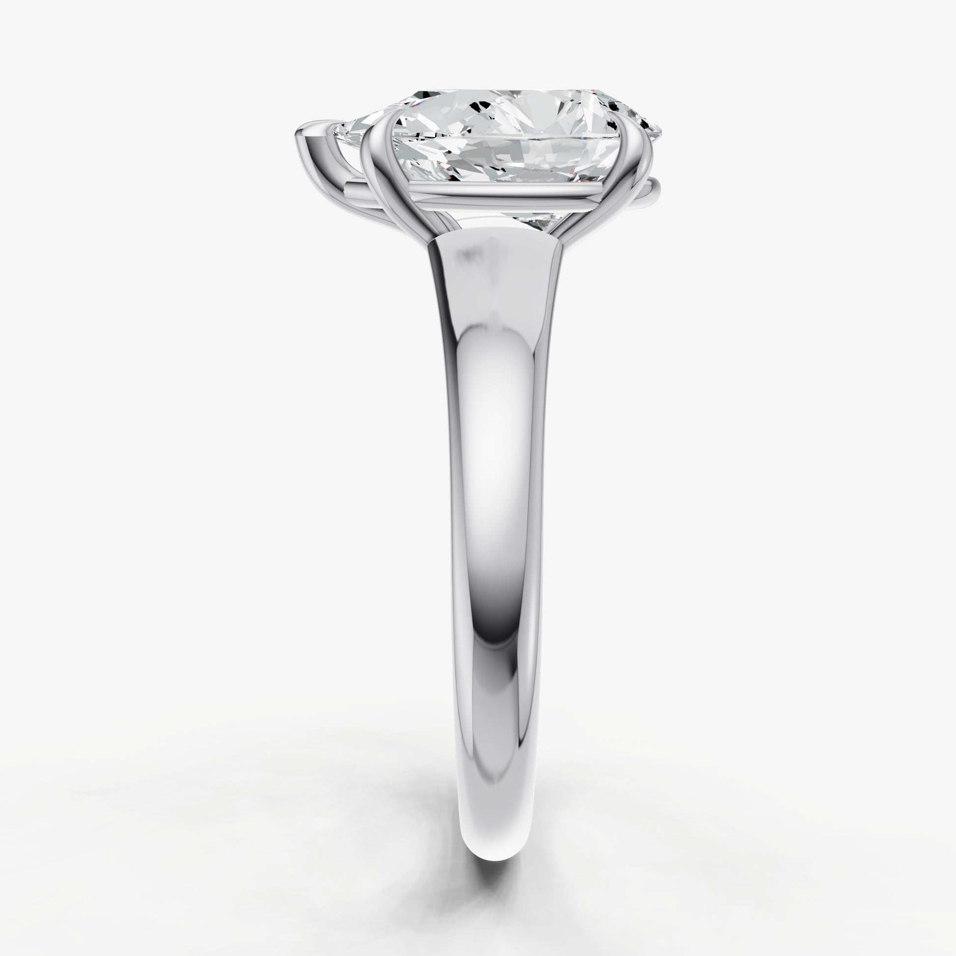 Pear Solitaire Engagement Ring with Reverse Tapered Band
