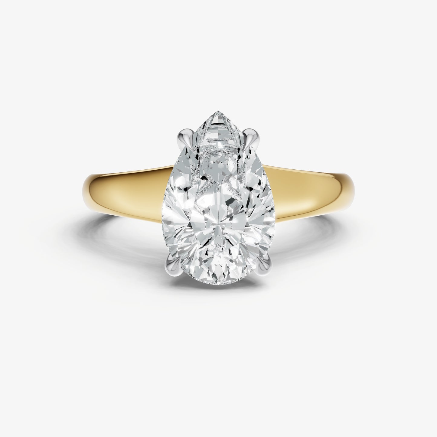 Pear Solitaire Engagement Ring with Reverse Tapered Band
