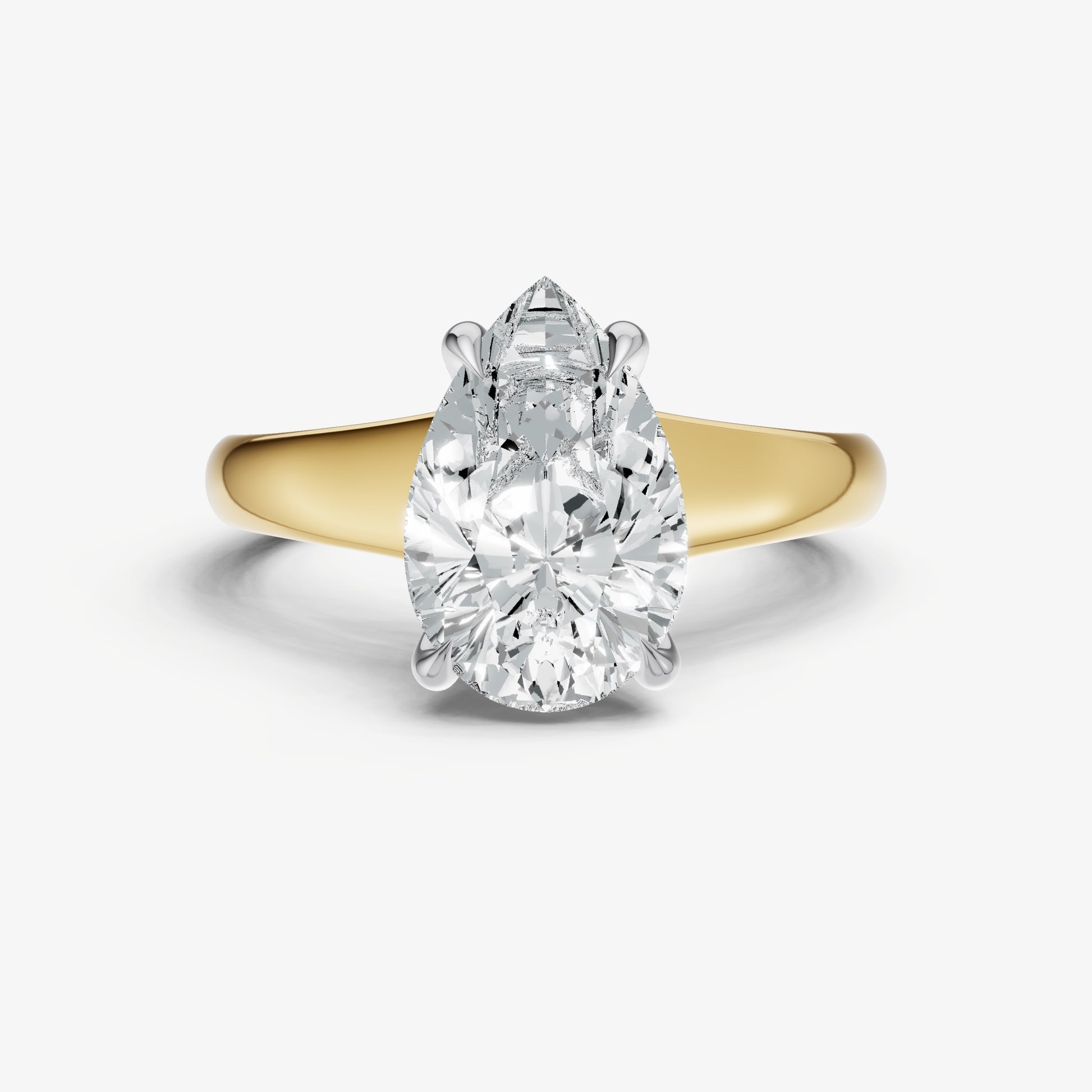 Pear Solitaire Engagement Ring with Reverse Tapered Band