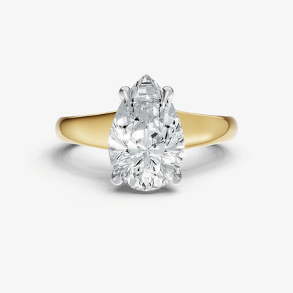 Pear Solitaire Engagement Ring with Reverse Tapered Band