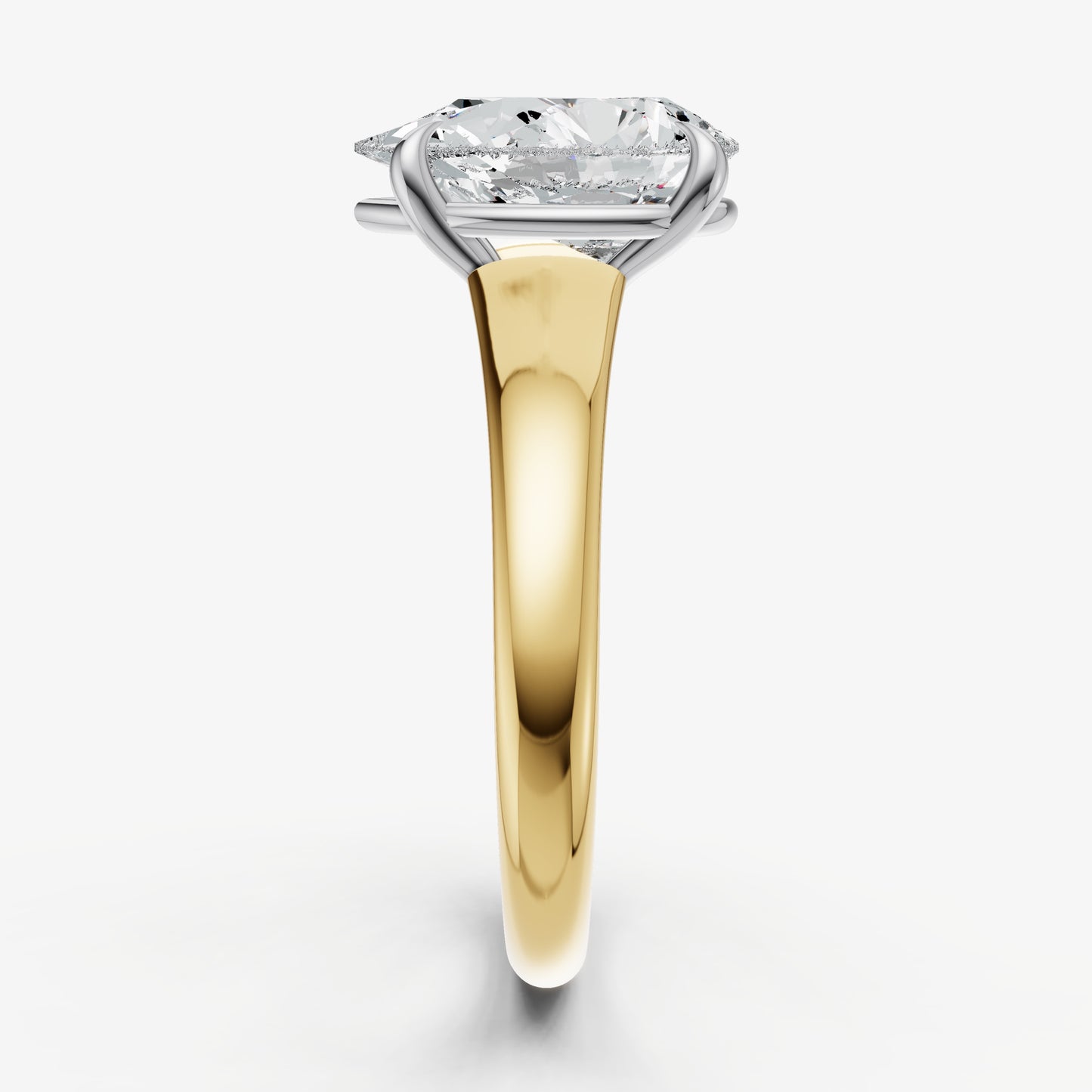 Pear Solitaire Engagement Ring with Reverse Tapered Band
