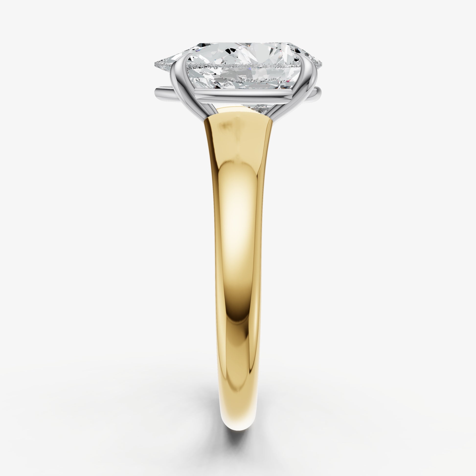 Pear Solitaire Engagement Ring with Reverse Tapered Band