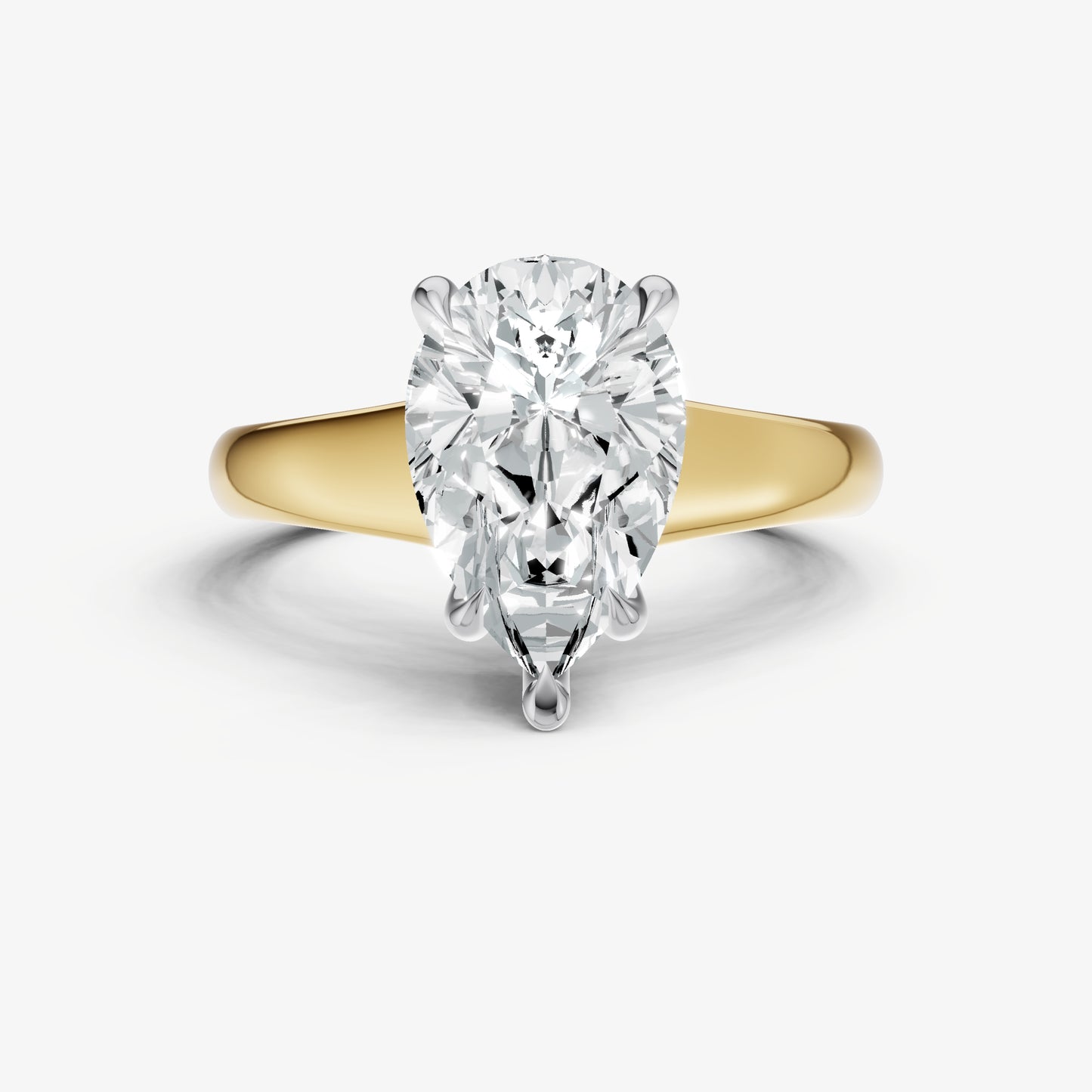 Pear Solitaire Engagement Ring with Reverse Tapered Band