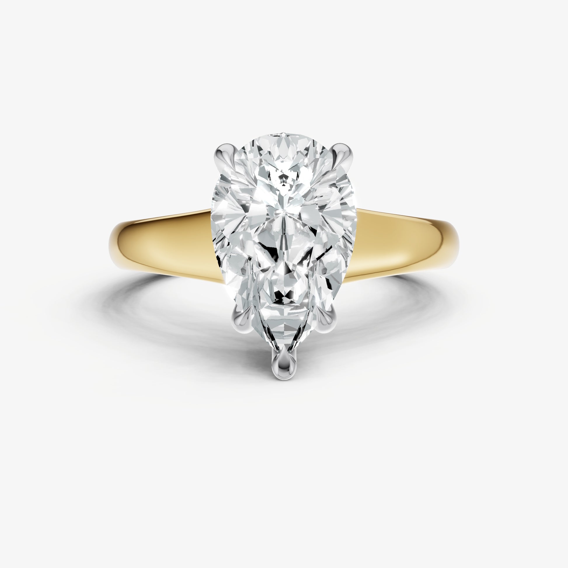 Pear Solitaire Engagement Ring with Reverse Tapered Band