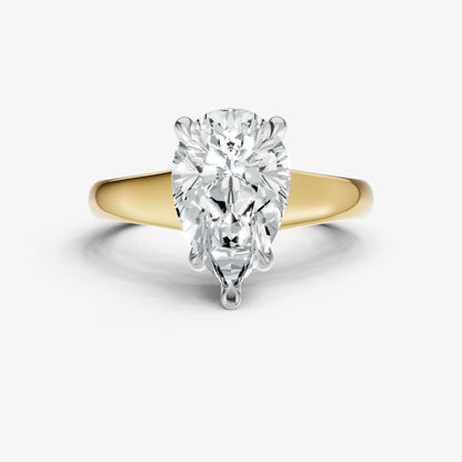 Pear Solitaire Engagement Ring with Reverse Tapered Band