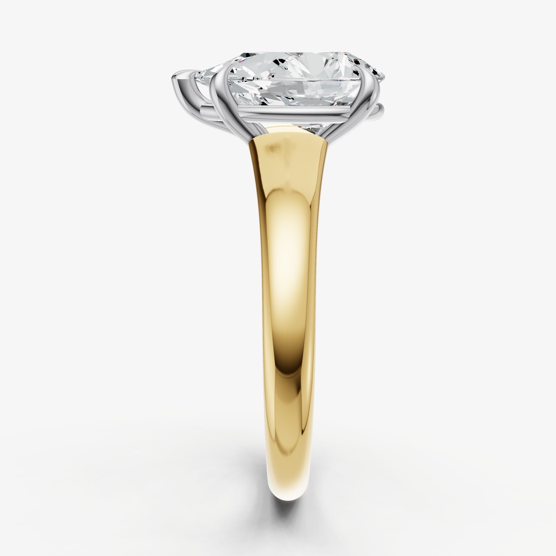 Pear Solitaire Engagement Ring with Reverse Tapered Band
