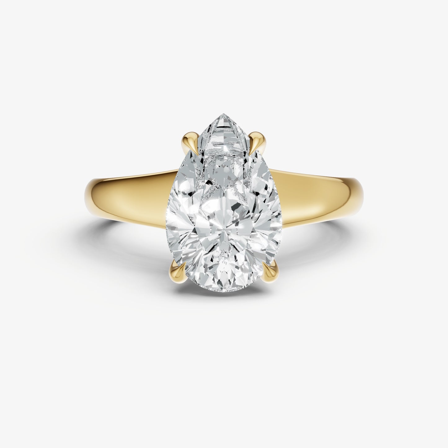 Pear Solitaire Engagement Ring with Reverse Tapered Band