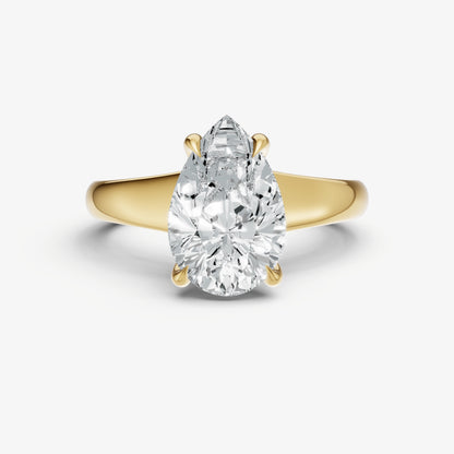 Pear Solitaire Engagement Ring with Reverse Tapered Band