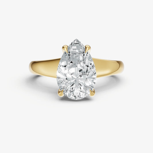 Pear Solitaire Engagement Ring with Reverse Tapered Band