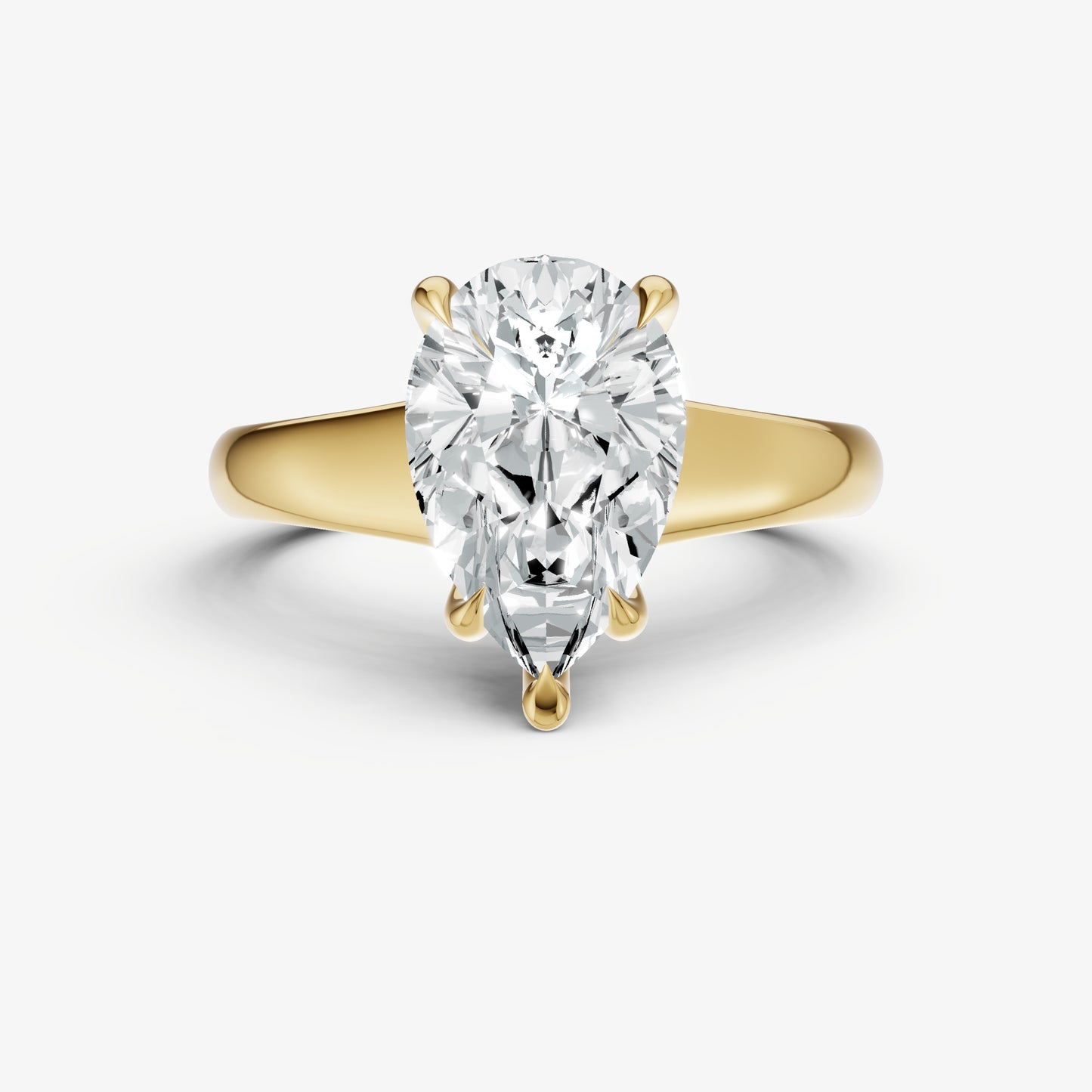 Pear Solitaire Engagement Ring with Reverse Tapered Band