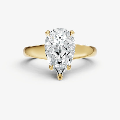 Pear Solitaire Engagement Ring with Reverse Tapered Band