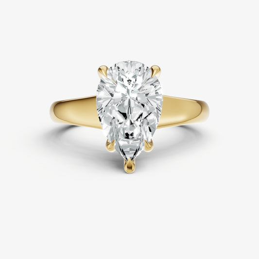 Pear Solitaire Engagement Ring with Reverse Tapered Band