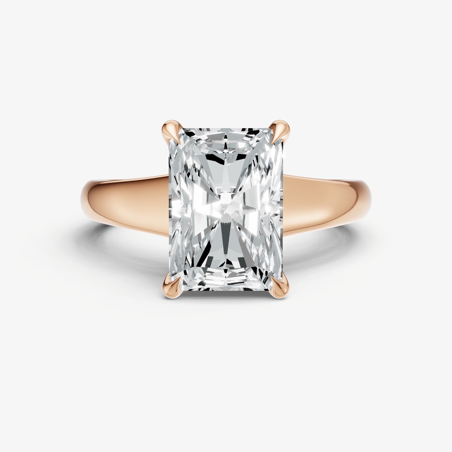 Radiant Solitaire Engagement Ring with Reverse Tapered Band
