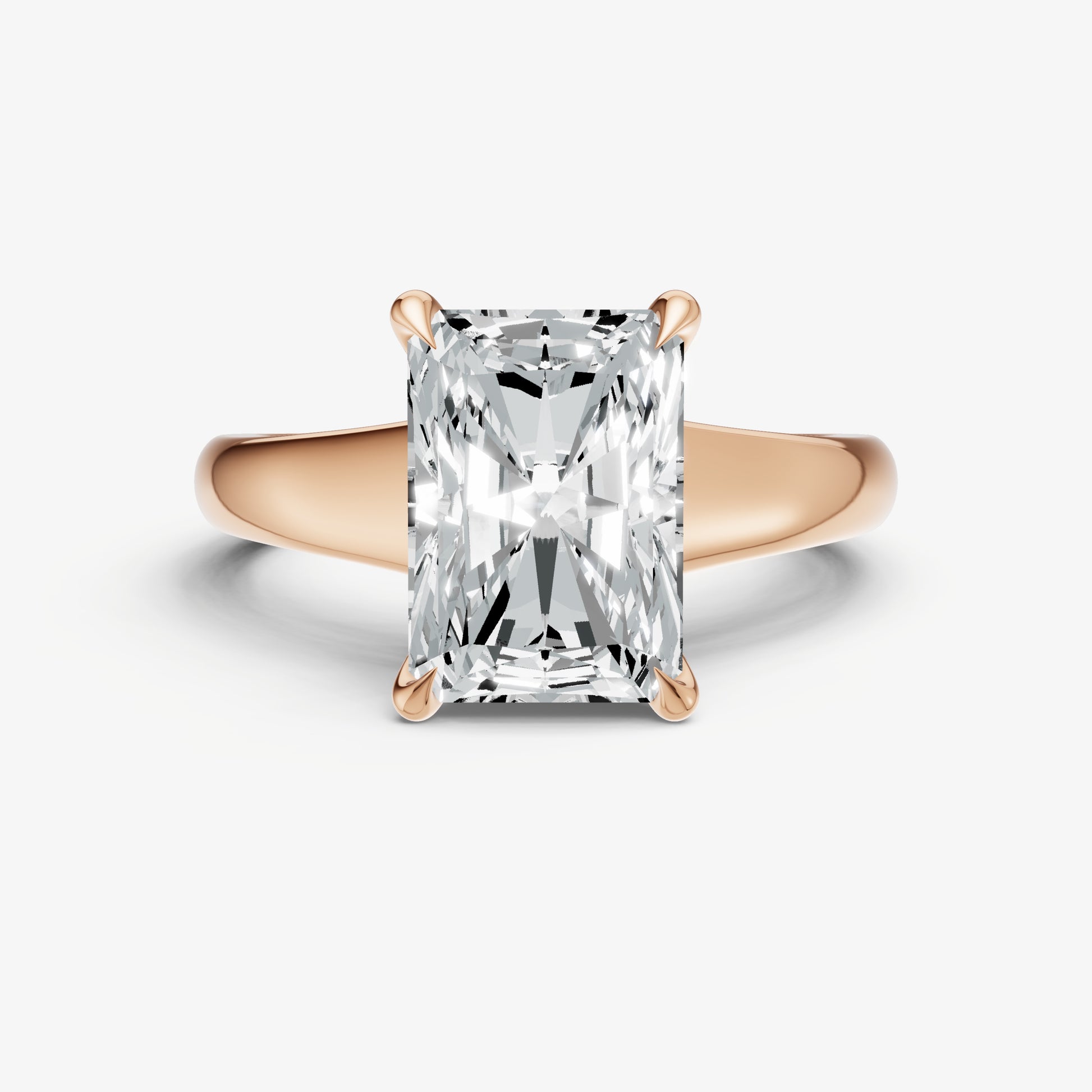Radiant Solitaire Engagement Ring with Reverse Tapered Band