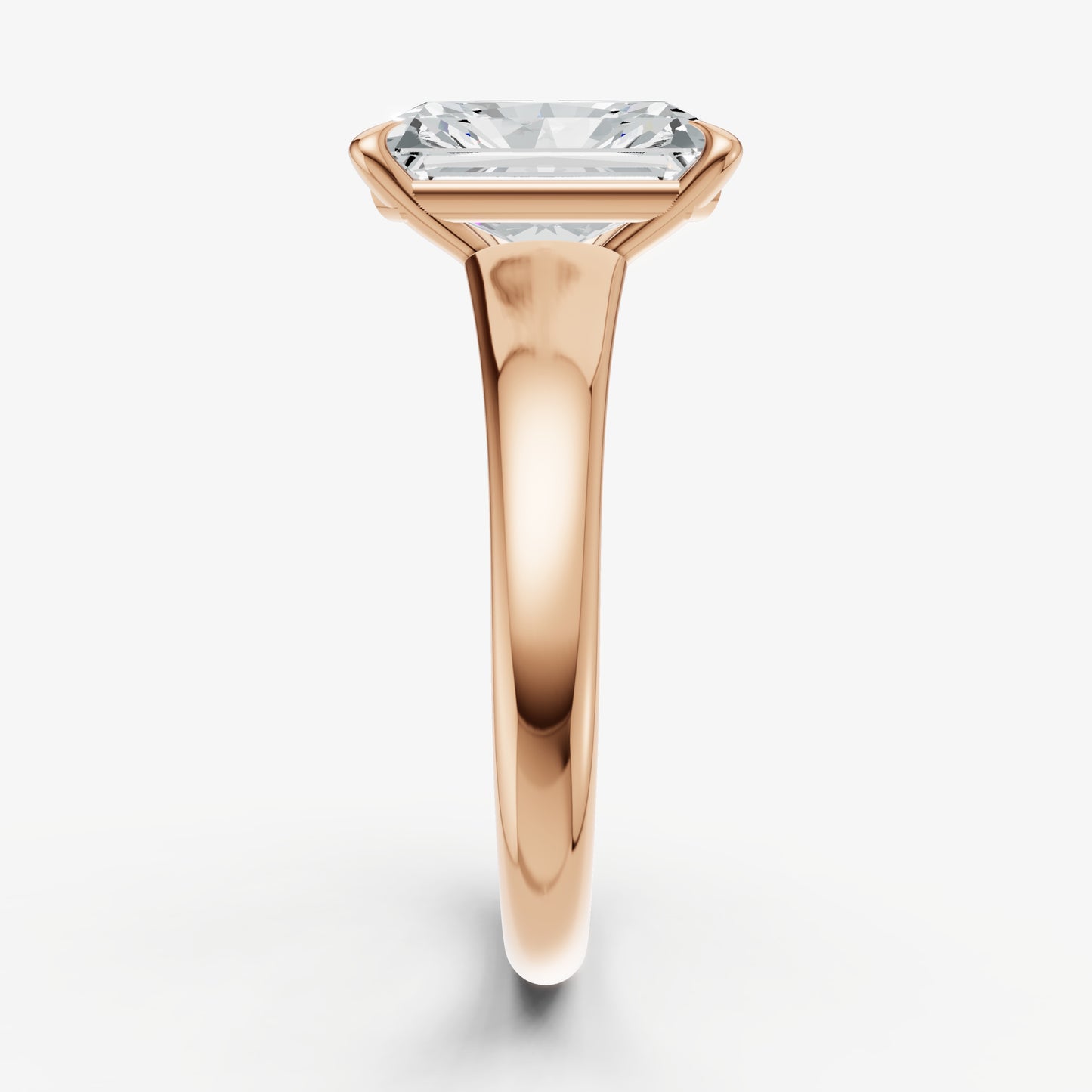 Radiant Solitaire Engagement Ring with Reverse Tapered Band