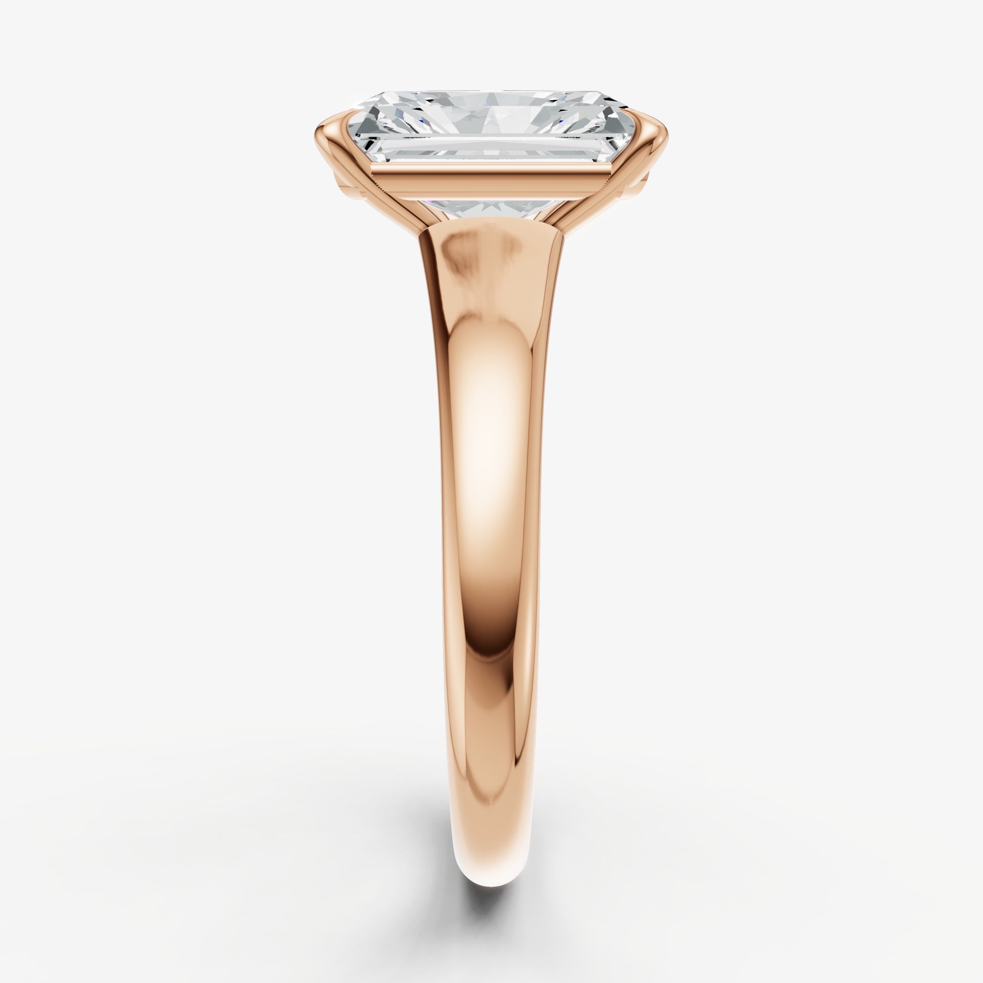 Radiant Solitaire Engagement Ring with Reverse Tapered Band