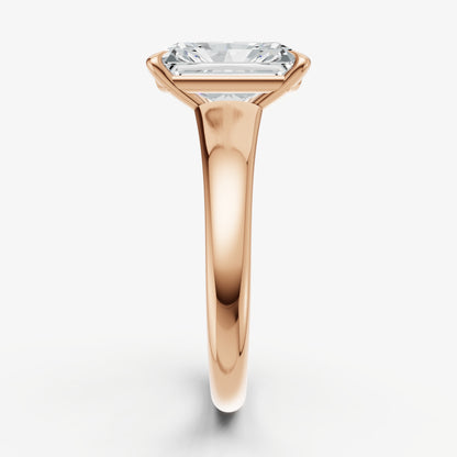 Radiant Solitaire Engagement Ring with Reverse Tapered Band