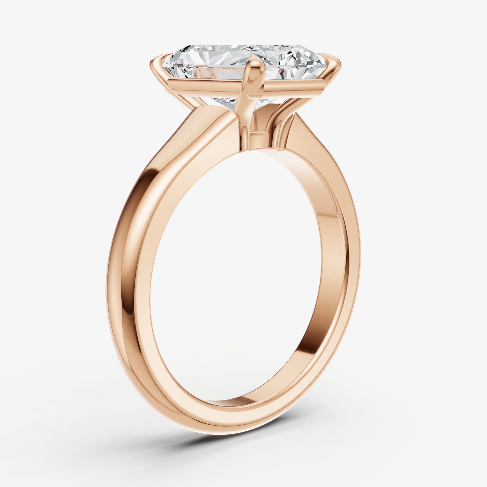 Radiant Solitaire Engagement Ring with Reverse Tapered Band