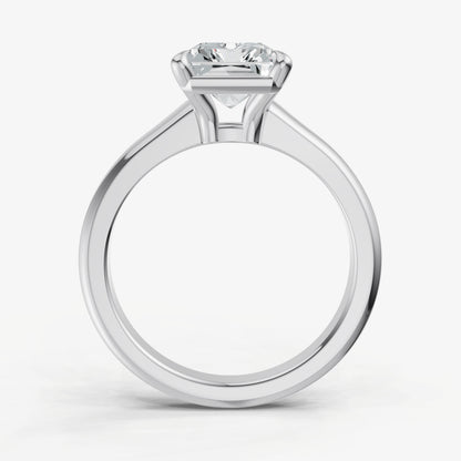 Radiant Solitaire Engagement Ring with Reverse Tapered Band