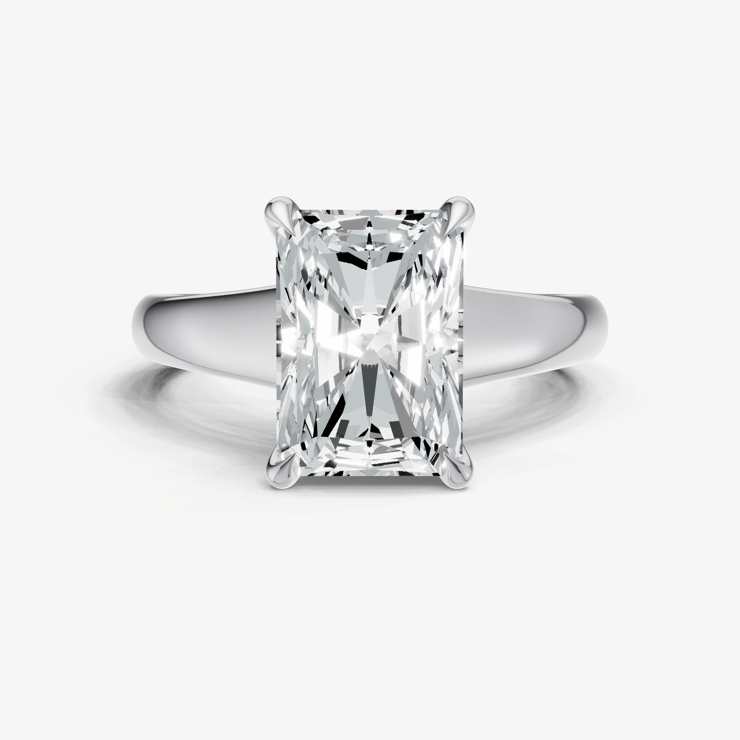 Radiant Solitaire Engagement Ring with Reverse Tapered Band