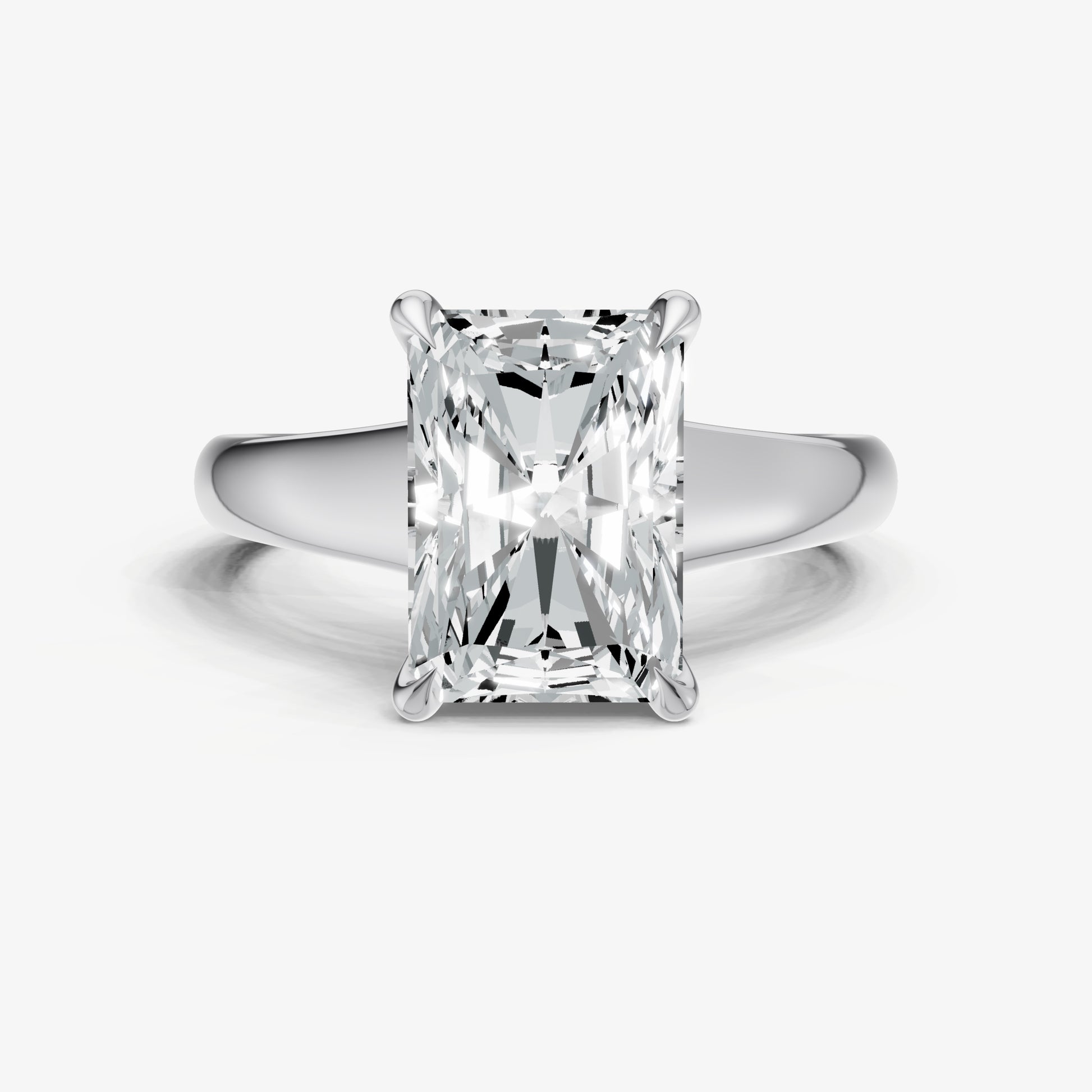 Radiant Solitaire Engagement Ring with Reverse Tapered Band