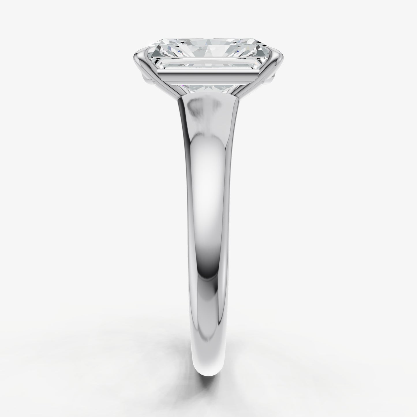 Radiant Solitaire Engagement Ring with Reverse Tapered Band