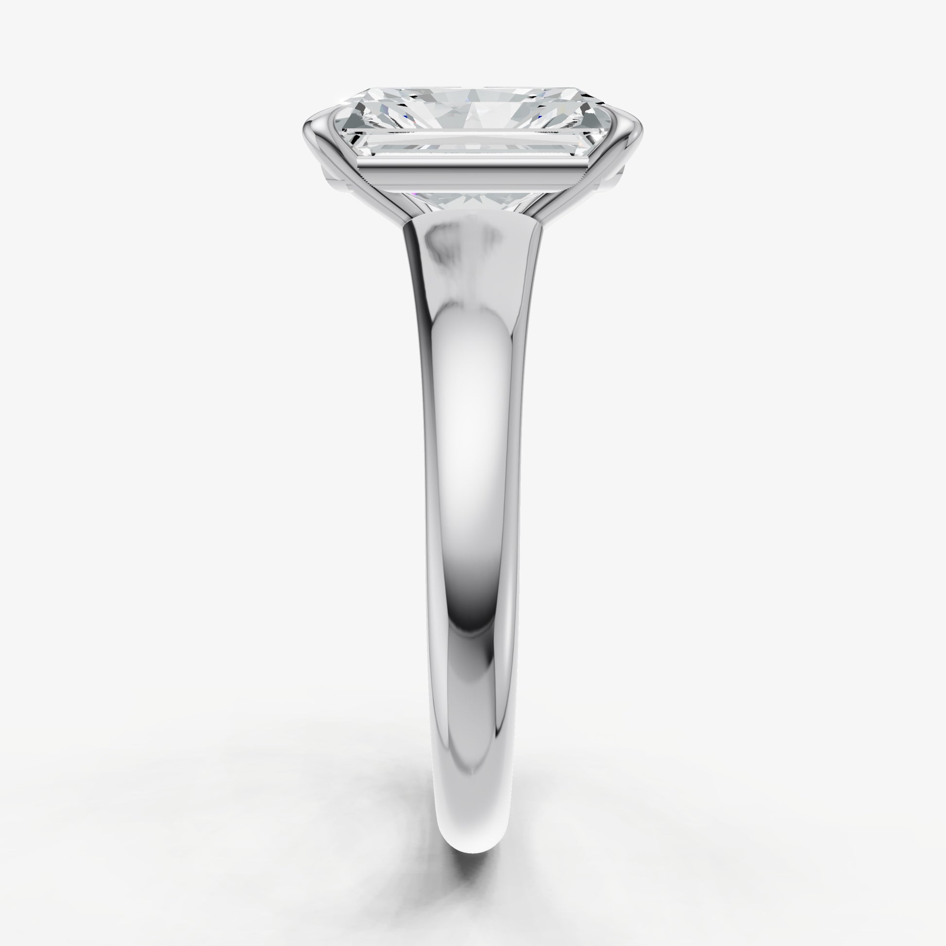Radiant Solitaire Engagement Ring with Reverse Tapered Band