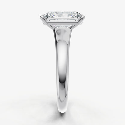 Radiant Solitaire Engagement Ring with Reverse Tapered Band