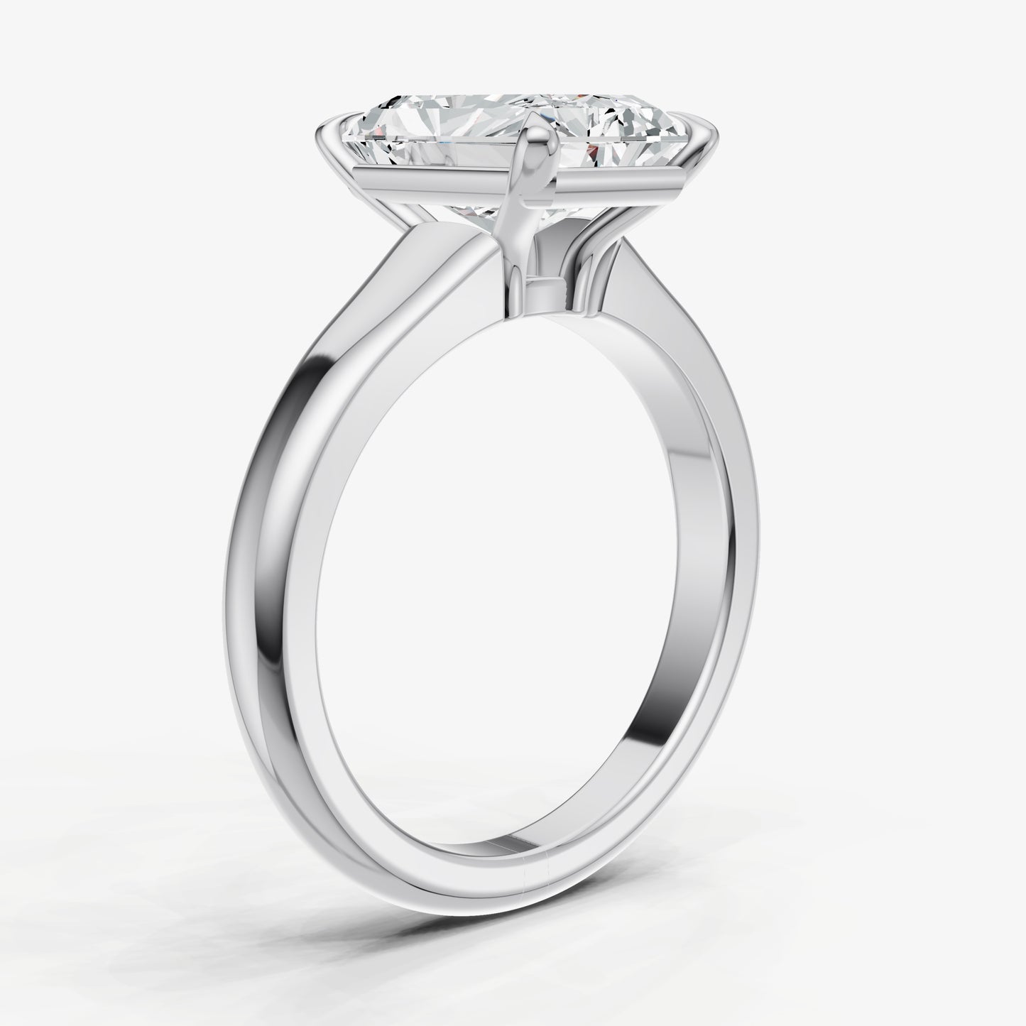 Radiant Solitaire Engagement Ring with Reverse Tapered Band