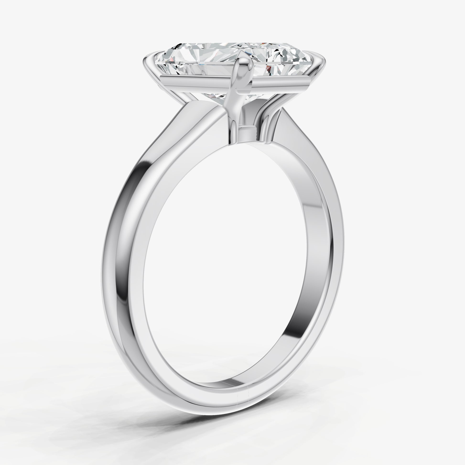 Radiant Solitaire Engagement Ring with Reverse Tapered Band