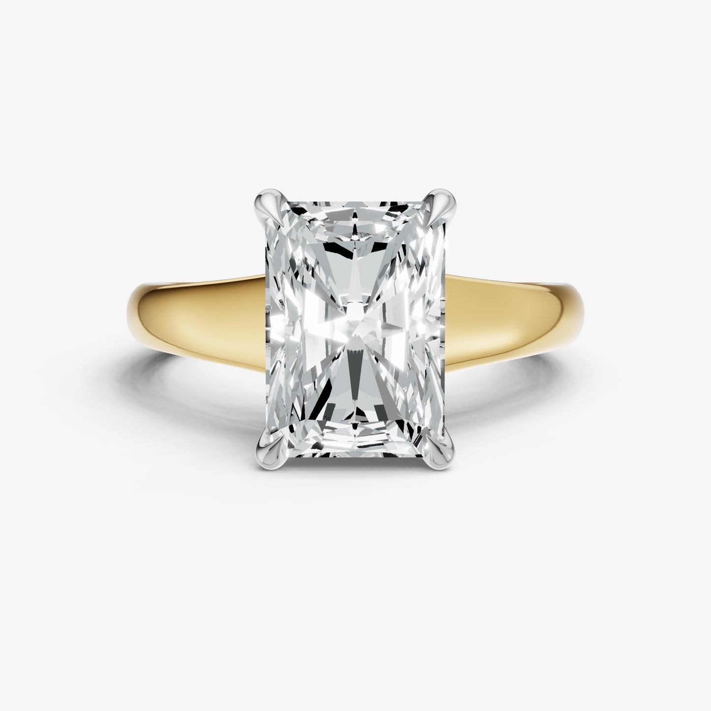 Radiant Solitaire Engagement Ring with Reverse Tapered Band