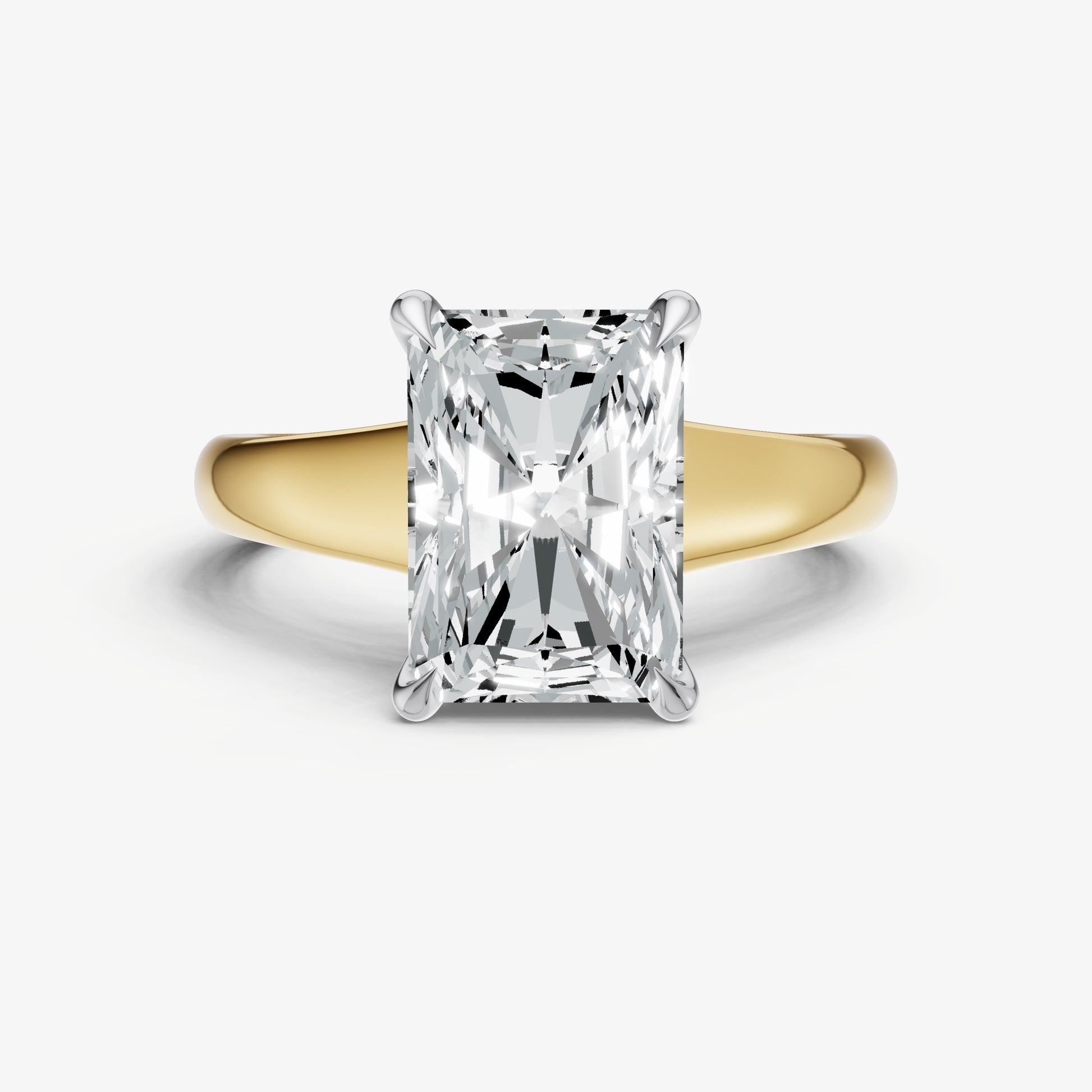 Radiant Solitaire Engagement Ring with Reverse Tapered Band