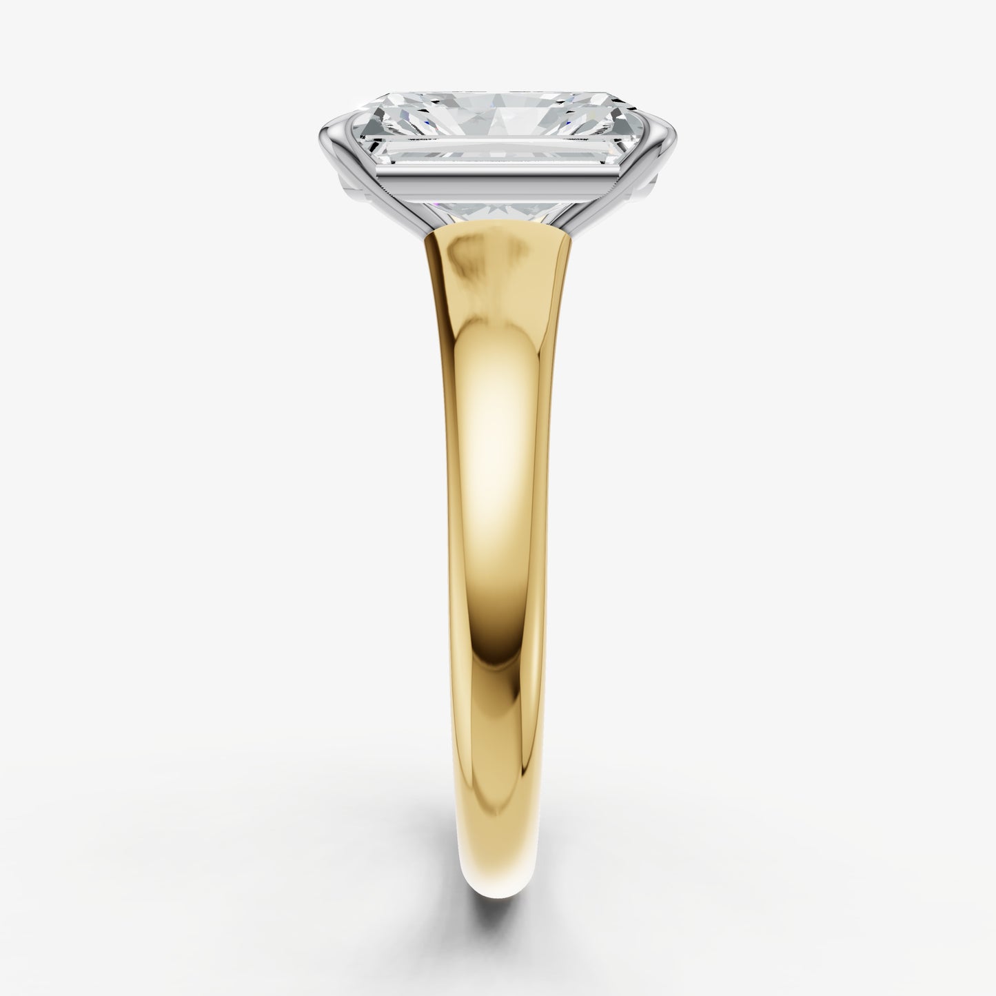 Radiant Solitaire Engagement Ring with Reverse Tapered Band