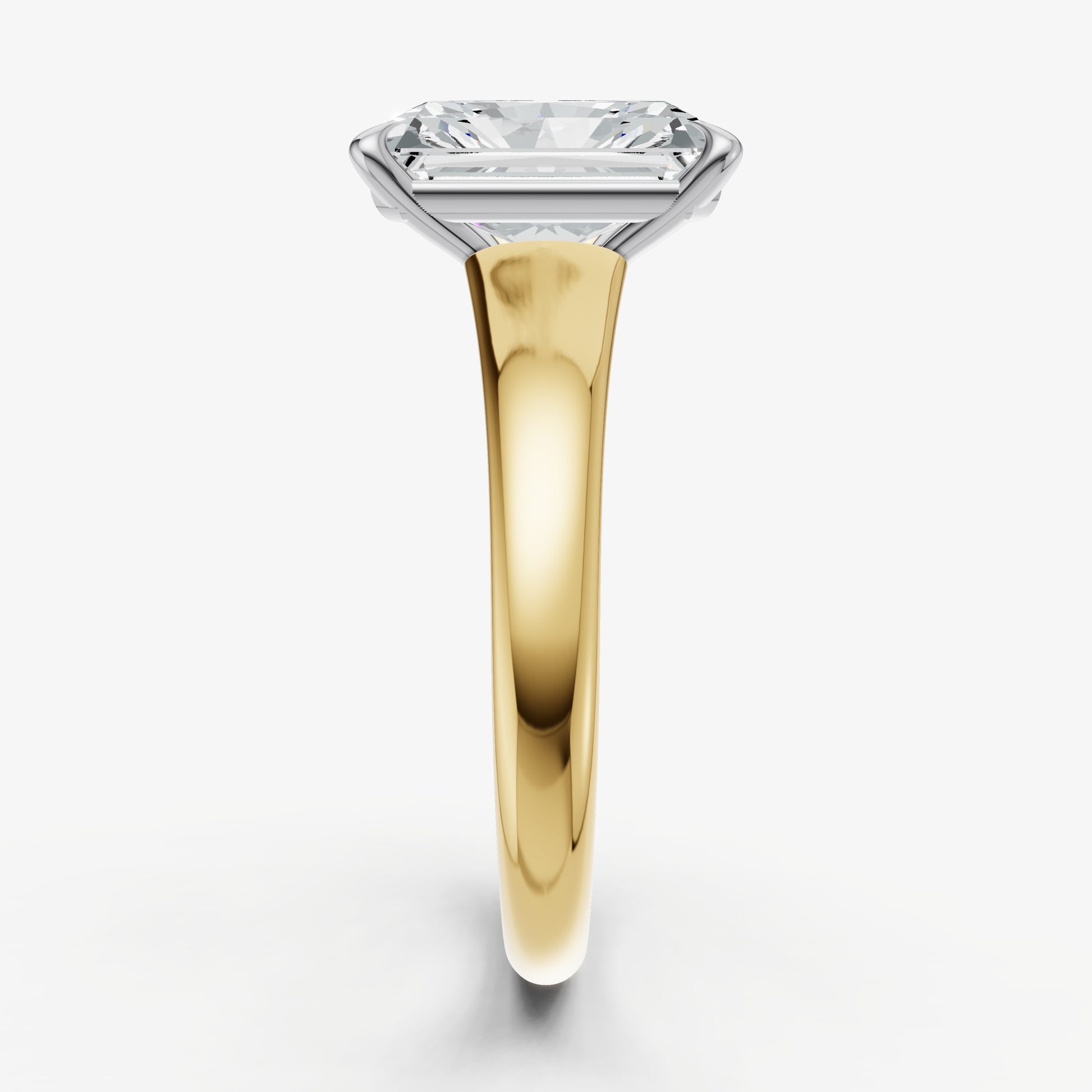 Radiant Solitaire Engagement Ring with Reverse Tapered Band