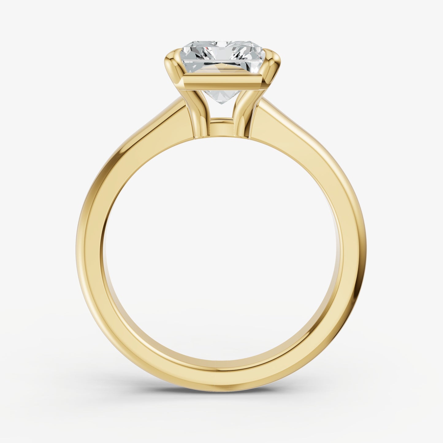 Radiant Solitaire Engagement Ring with Reverse Tapered Band