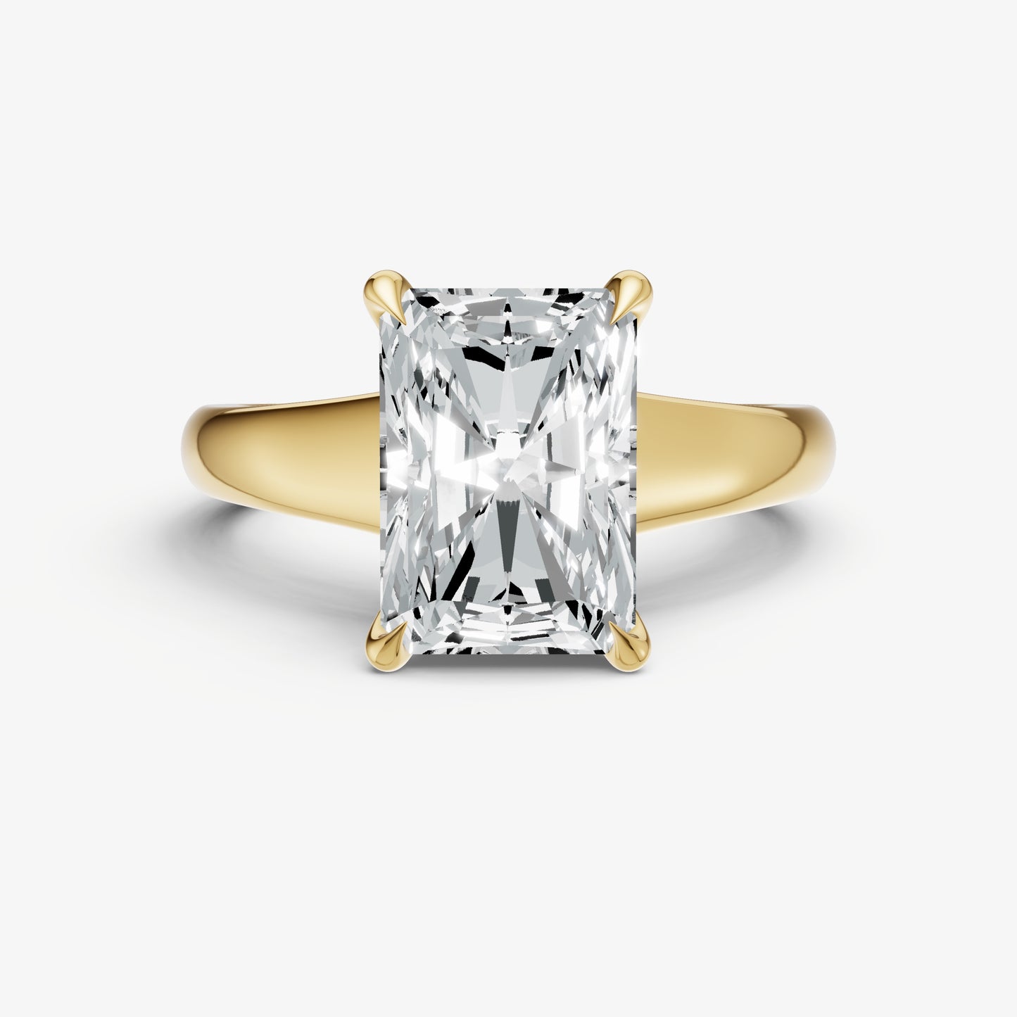 Radiant Solitaire Engagement Ring with Reverse Tapered Band