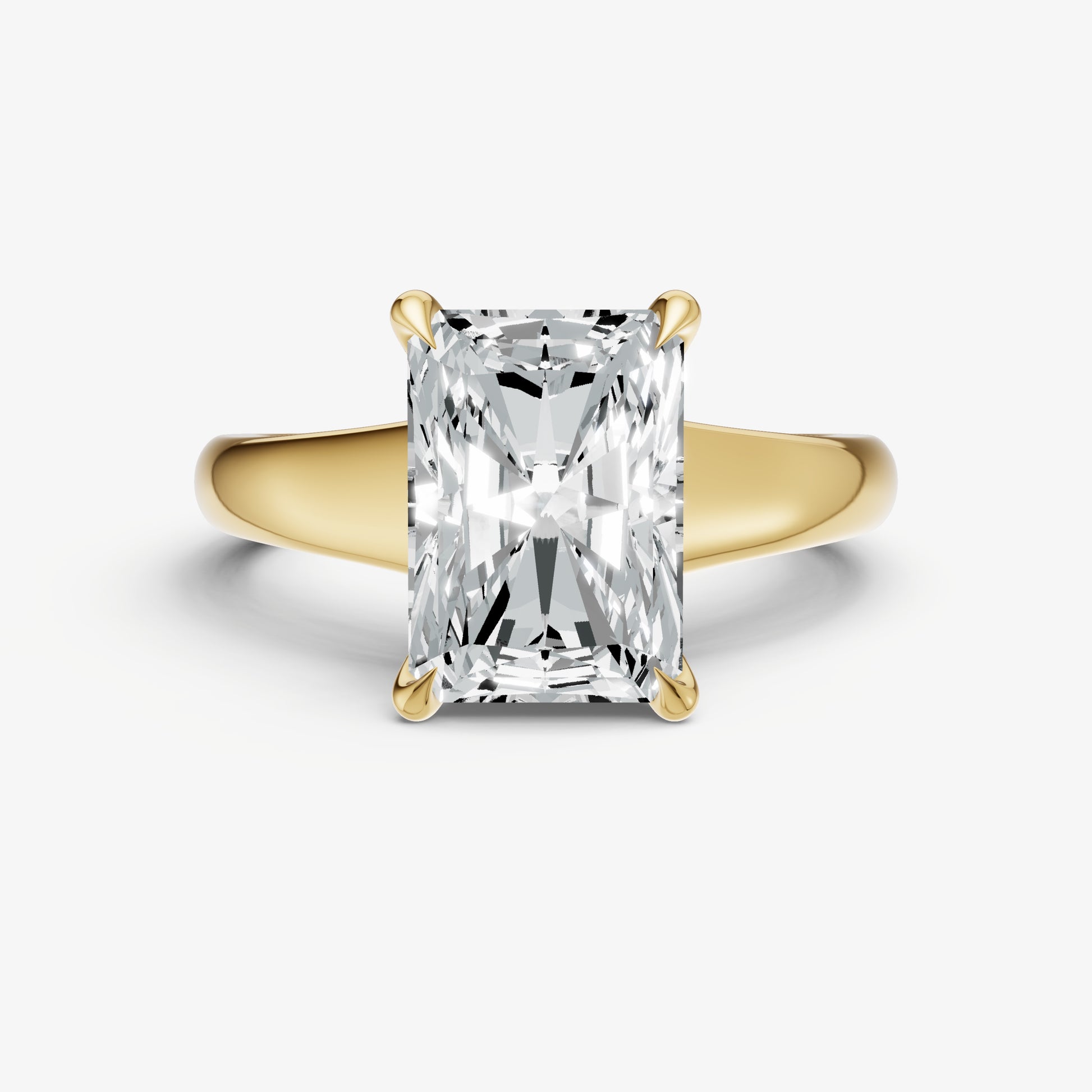 Radiant Solitaire Engagement Ring with Reverse Tapered Band