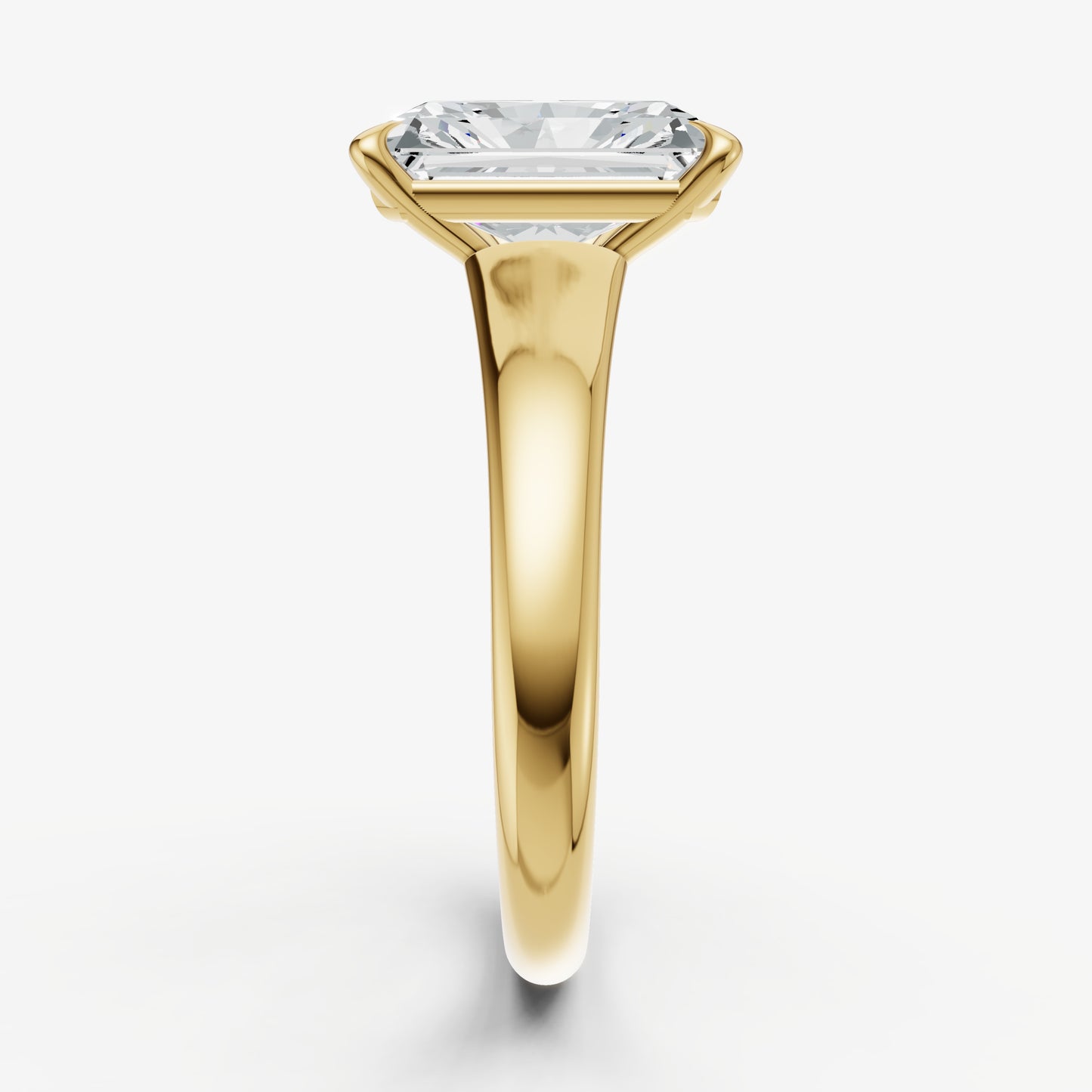 Radiant Solitaire Engagement Ring with Reverse Tapered Band